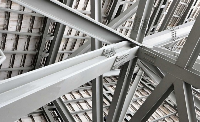 The use of steel beams in construction